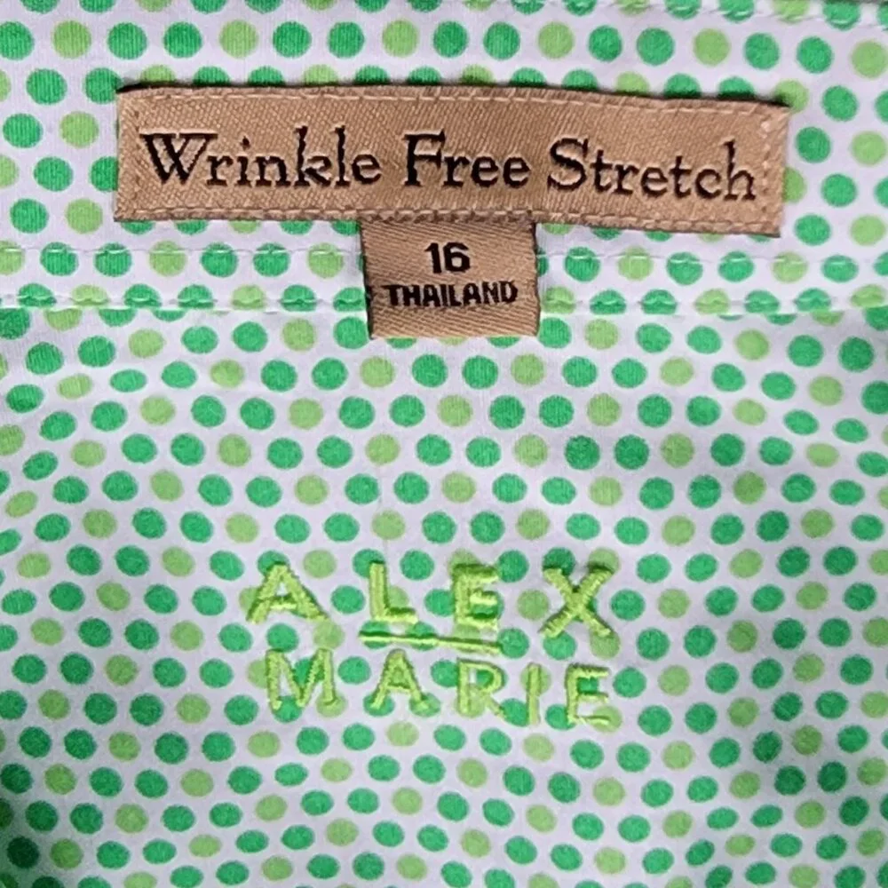 Alex Marie Green Dots Long-Sleeve Button Down Shirt - 16 - Picture 8 of 8